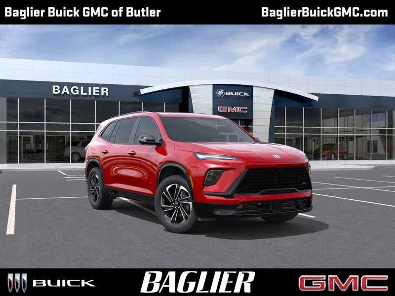2026 Buick Enclave Sport Touring in Cherry Red Tintcoat — front three-quarter view