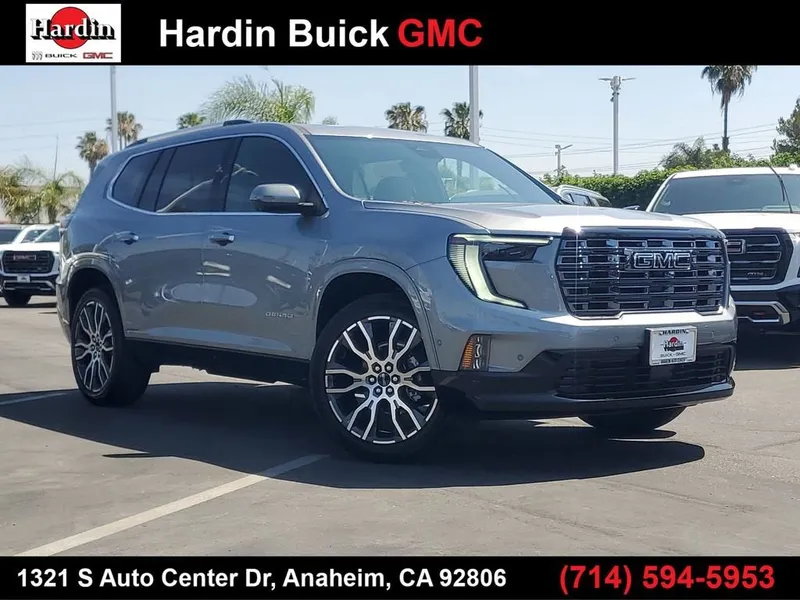 2026 GMC Acadia Denali Ultimate in Sterling Metallic — front three-quarter view