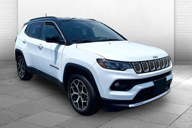 2025 Jeep Compass Limited in Bright White Clea — front three-quarter view