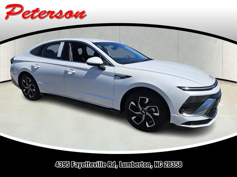 2025 Hyundai Sonata SEL in Serenity White — front three-quarter view