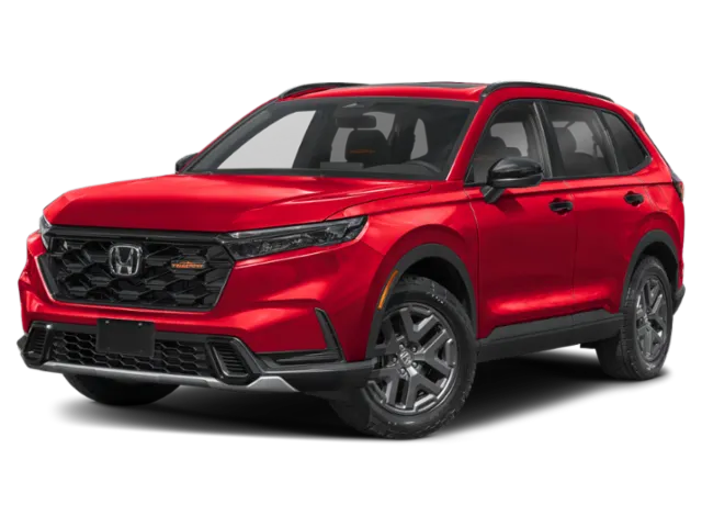 2026 Honda CR-V Hybrid TrailSport in Red — front three-quarter view