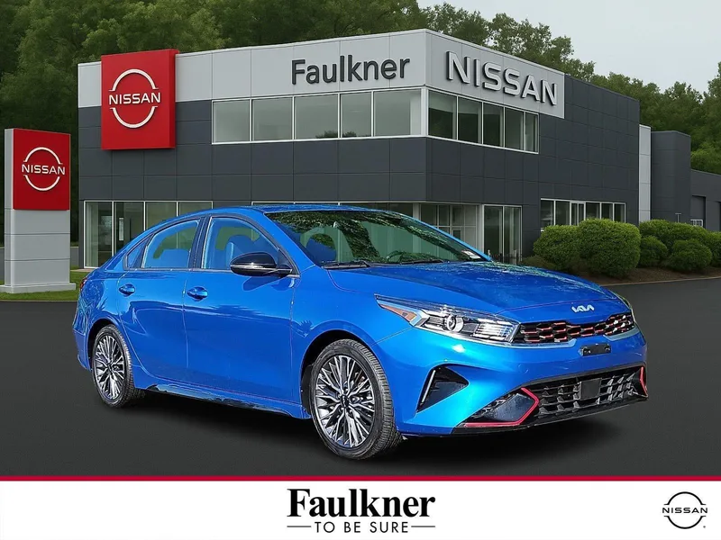 2023 Kia Forte GT-Line IVT in Sporty Blue — front three-quarter view