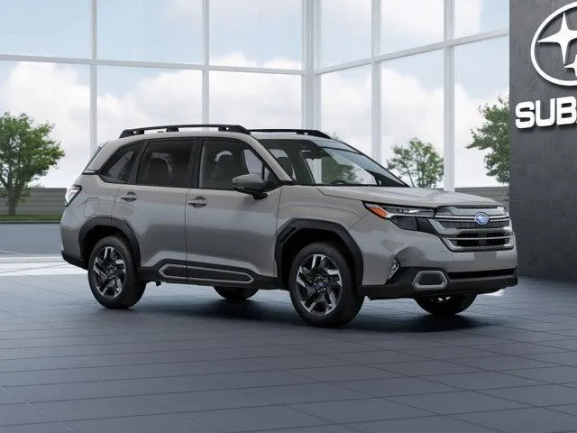 2026 Subaru FORESTER Limited in River Rock Pearl — front three-quarter view