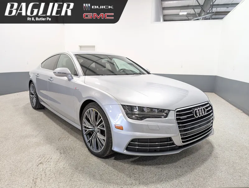 2016 Audi A7 3.0T Premium Plus in Silver — front three-quarter view