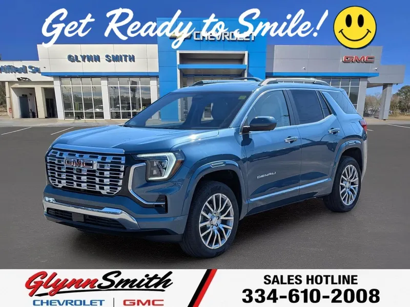 2026 GMC Terrain Denali in Downpour Metallic — front three-quarter view