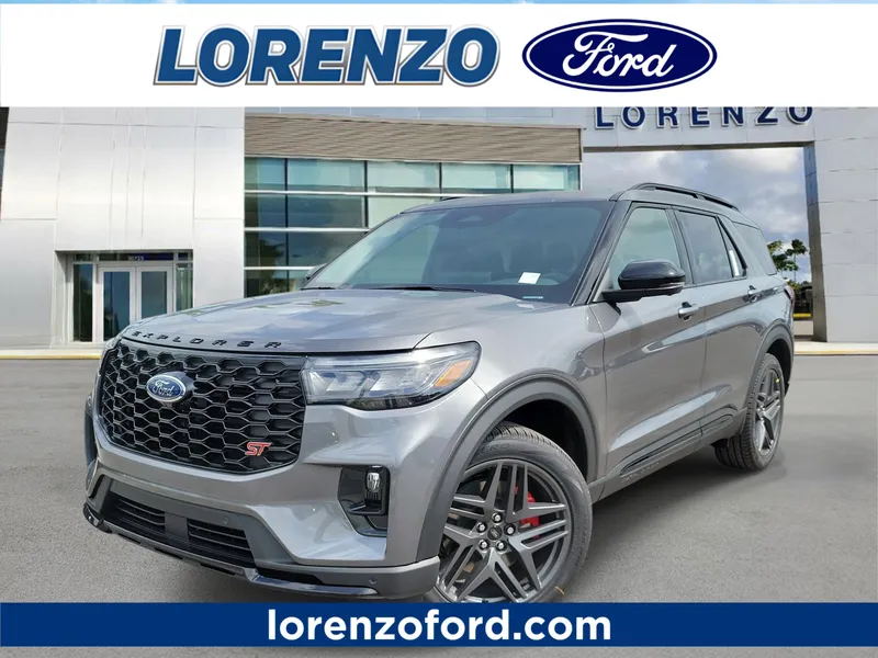 2026 Ford Explorer ST in Carbonized Gray Metallic — front three-quarter view