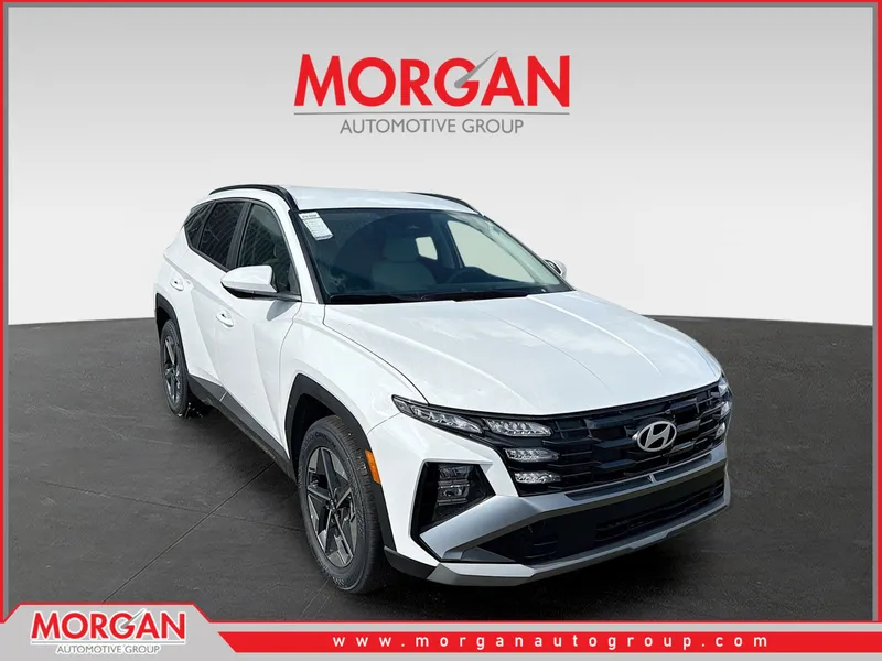 2026 Hyundai TUCSON SEL in Serenity White Pearl — front three-quarter view
