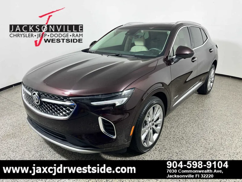 2023 Buick Envision Avenir in Rich Garnet Metallic — front three-quarter view