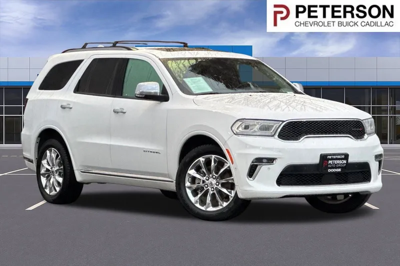 2021 Dodge Durango Citadel in White — front three-quarter view