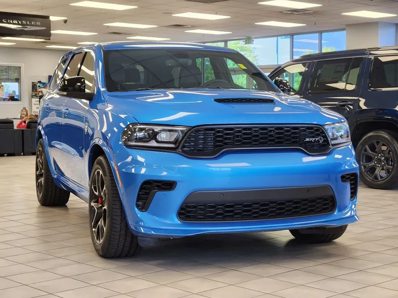 2026 Dodge Durango SRT Hellcat AWD in B5 Blue — front three-quarter view