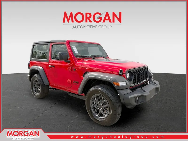 2026 Jeep Wrangler Sport in Red — front three-quarter view