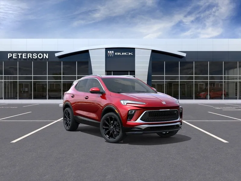 2026 Buick Encore GX Sport Touring in Brilliant Red — front three-quarter view