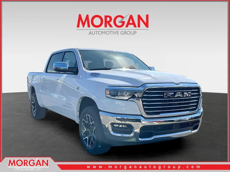 2026 Ram 1500 Laramie in White — front three-quarter view