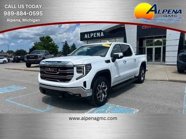 2024 GMC Sierra 1500 SLT in Summit White — front three-quarter view