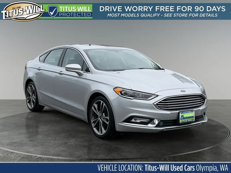 2017 Ford Fusion Titanium in Silver — front three-quarter view