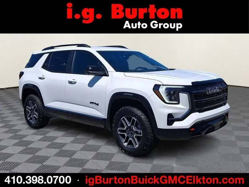 2026 GMC Terrain AT4 in Summit White — front three-quarter view