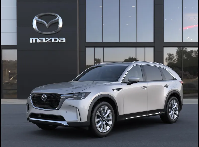 2026 Mazda Mazda CX-90 3.3 Turbo Premium Plus AWD in Platinum Quartz Metallic — front three-quarter view