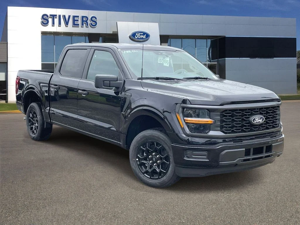 2026 Ford F-150 STX in Agate Black Metallic — front three-quarter view
