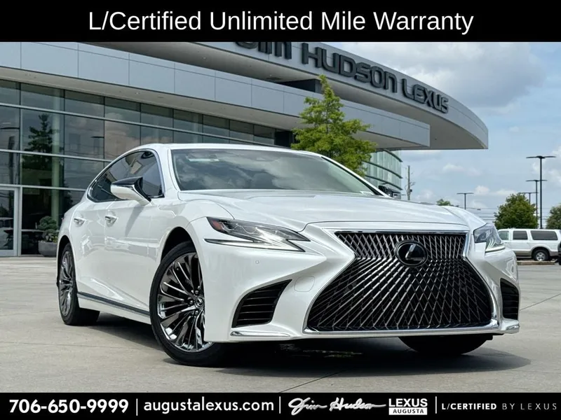 2020 Lexus LS 500 Base L/CERTIFIED in Eminent White Pearl — front three-quarter view