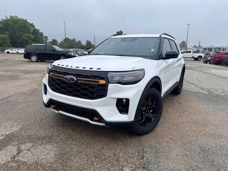 2026 Ford Explorer Tremor in White — front three-quarter view