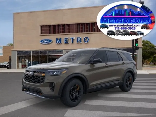 2026 Ford Explorer Tremor in Marsh Gray — front three-quarter view