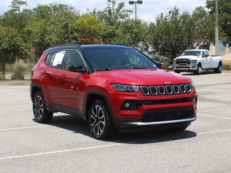 2023 Jeep Compass Limited in Redline Pearlcoat — front three-quarter view