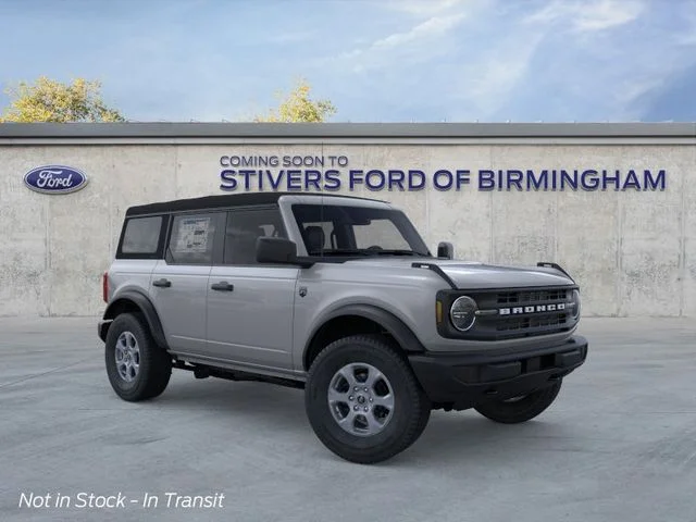 2026 Ford Bronco Big Bend in Avalanche Gray — front three-quarter view