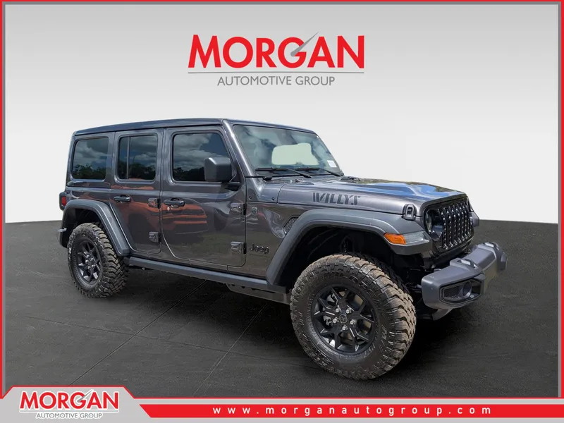 2026 Jeep Wrangler Willys in Gray — front three-quarter view
