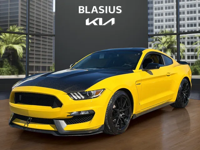 2017 Ford Mustang Shelby GT350 in Yellow — front three-quarter view