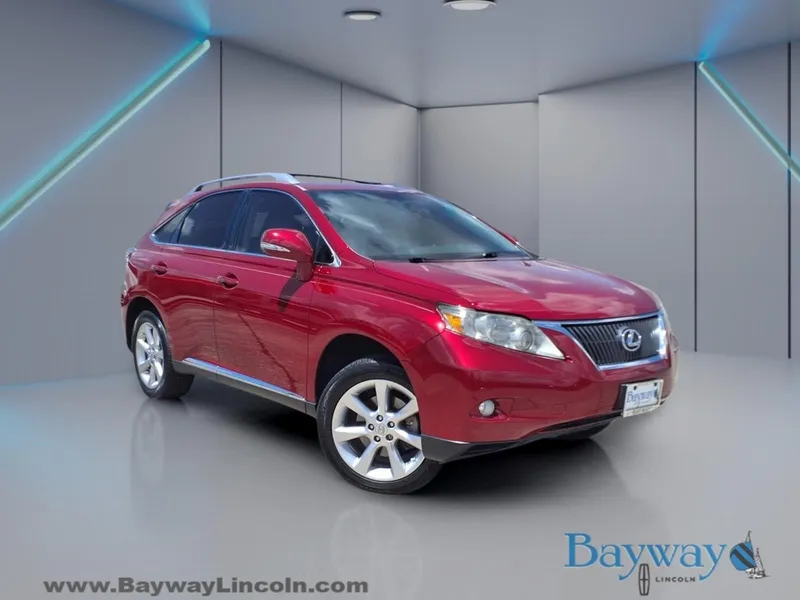 2010 Lexus RX 350 in Matador Red Mica — front three-quarter view