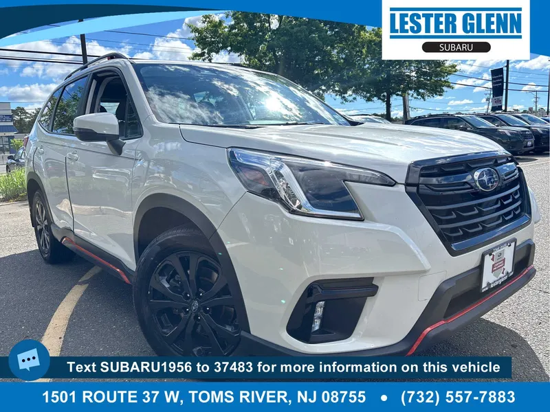 2023 Subaru Forester Sport in Crystal White Pearl — front three-quarter view