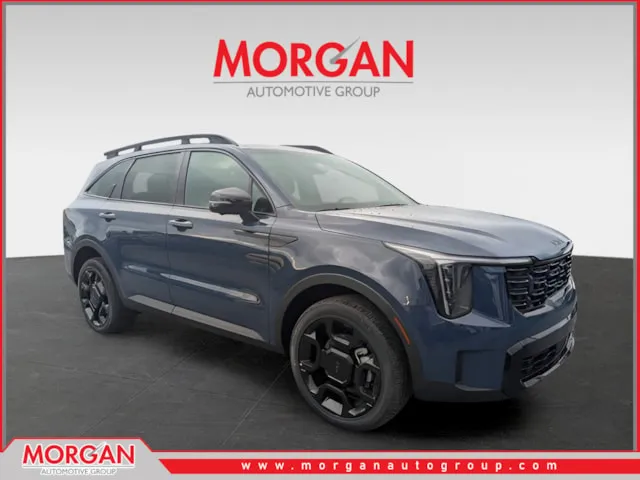 2026 Kia Sorento X-Line SX Prestige in Black — front three-quarter view
