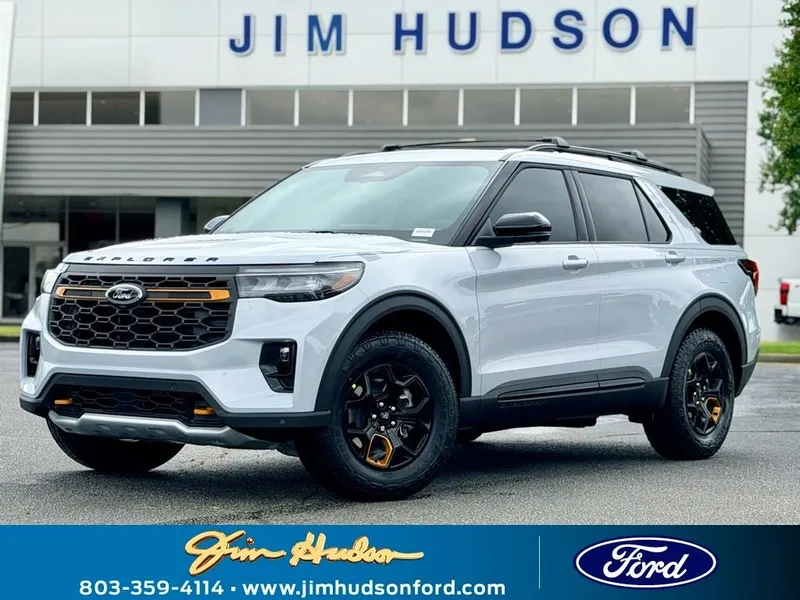 2026 Ford Explorer Tremor in White Metallic — front three-quarter view