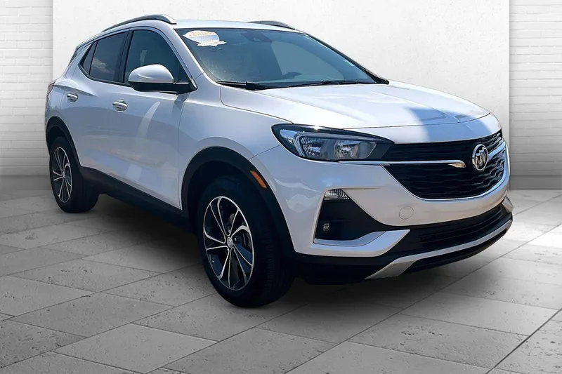 2023 Buick Encore GX Select in White Frost Tricoat — front three-quarter view