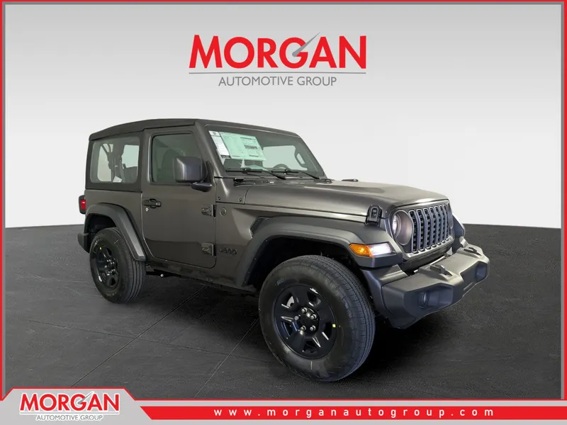 2026 Jeep Wrangler Sport in Gray — front three-quarter view