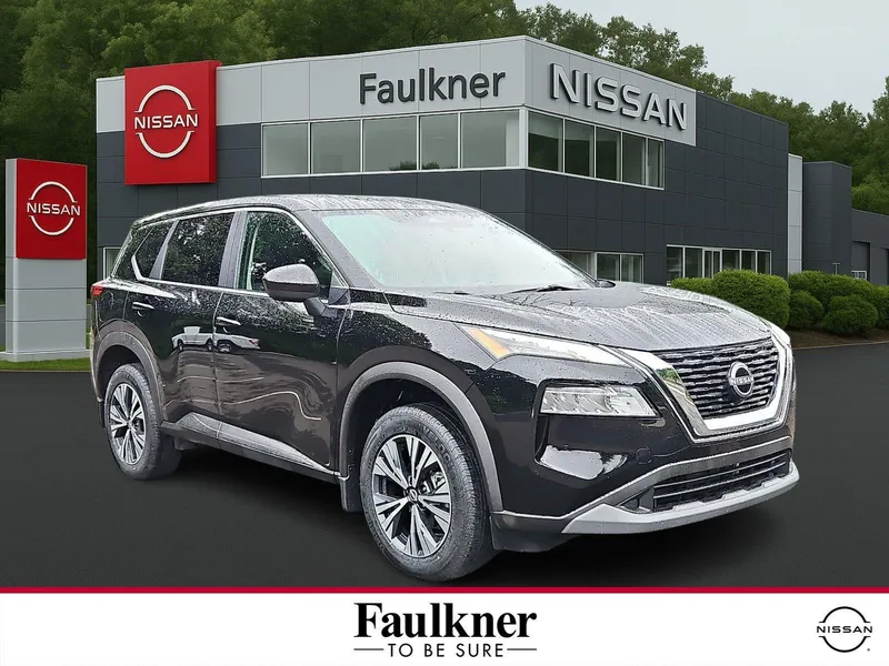 2023 Nissan Rogue SV in Black — front three-quarter view