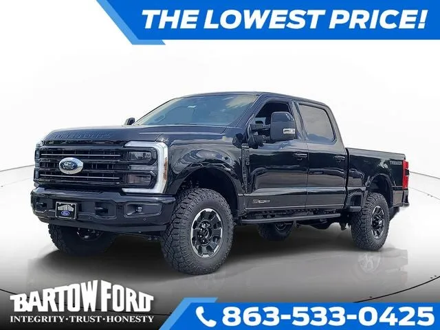 2026 Ford F-250SD Platinum 4WD CREW CAB in Black — front three-quarter view