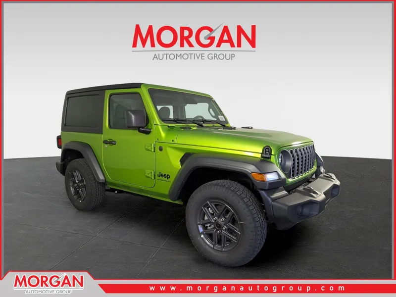 2026 Jeep Wrangler Sport S in Green — front three-quarter view