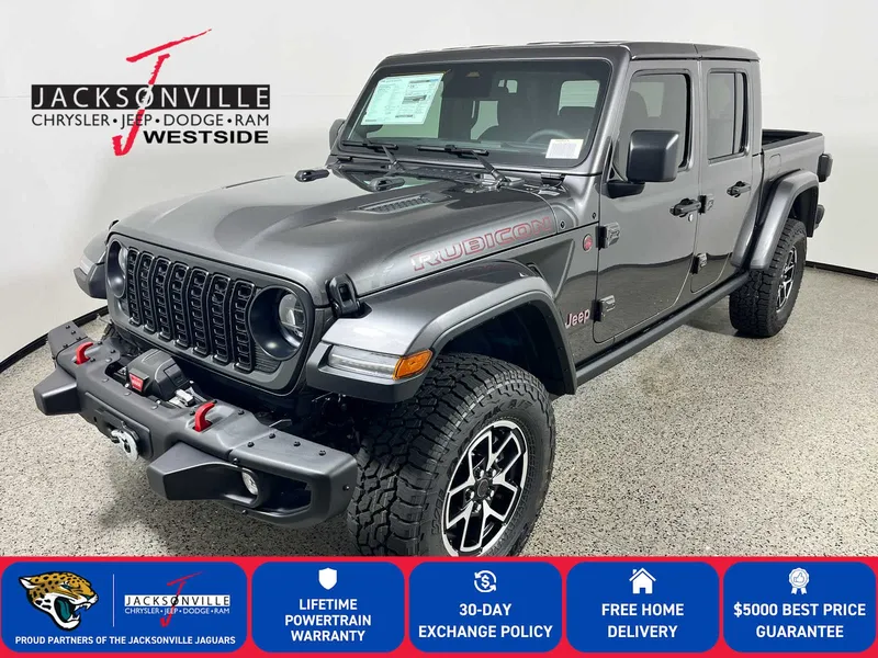 2026 Jeep Gladiator Shadow Ops in Granite Crystal Metallic Clear-Coat Exterior Paint — front three-quarter view