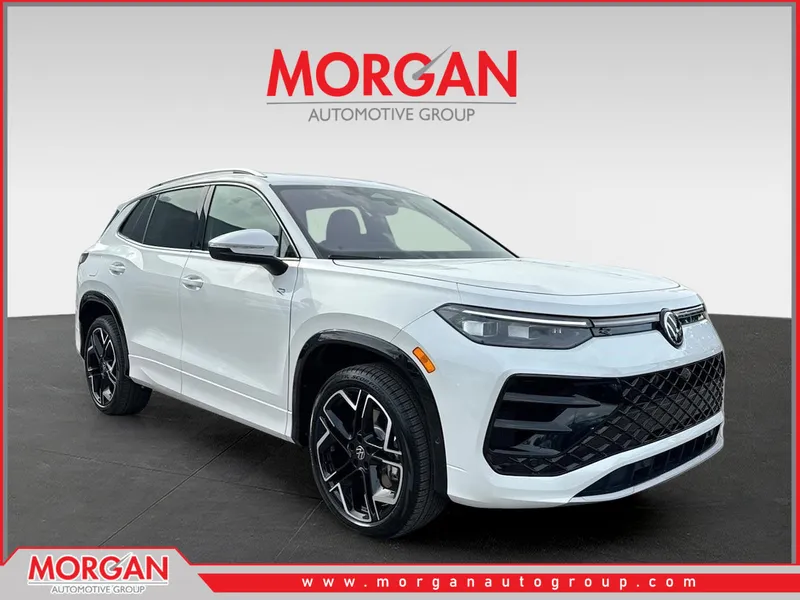 2026 Volkswagen Tiguan SEL R-Line Turbo in White Pearl — front three-quarter view