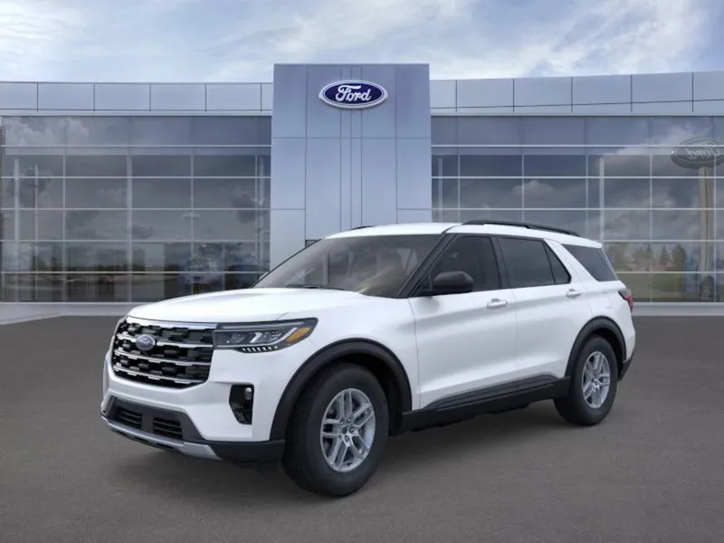 2026 Ford Explorer in AZ White — front three-quarter view