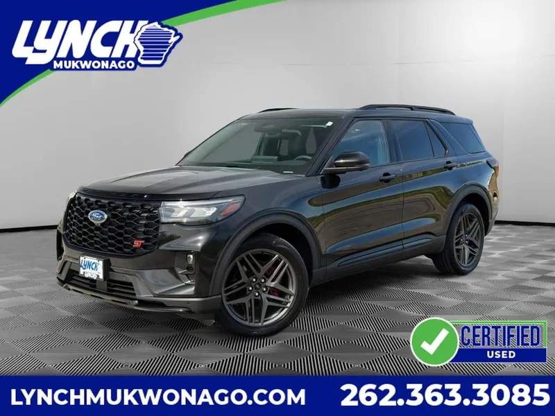 2026 Ford Explorer ST in Agate Black Metallic — front three-quarter view