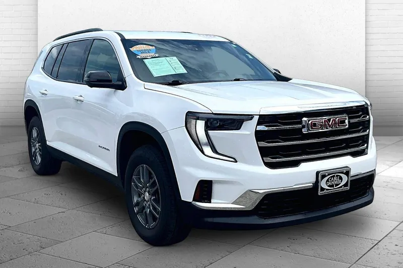 2025 GMC Acadia Elevation in Summit White — front three-quarter view