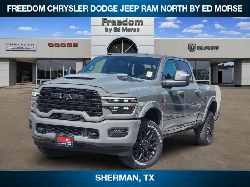 2026 RAM Ram 2500 RAM 2500 LIMITED CREW CAB 4X4 6'4' BOX in Ceramic Gray Clear-Coat Exterior Paint — front three-quarter view