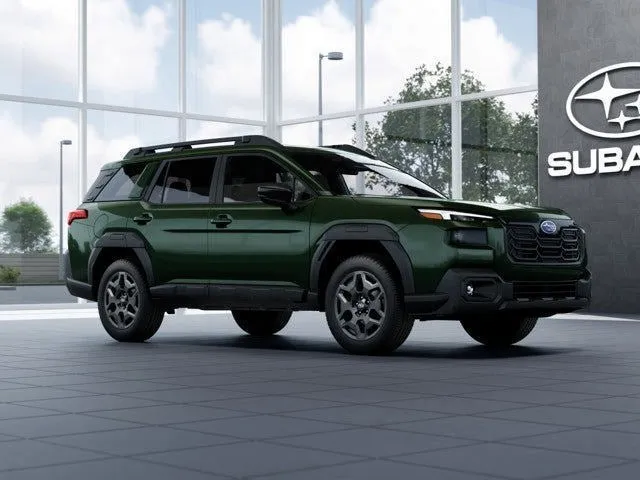 2026 Subaru OUTBACK Premium in Deep Emerald Green Pearl — front three-quarter view