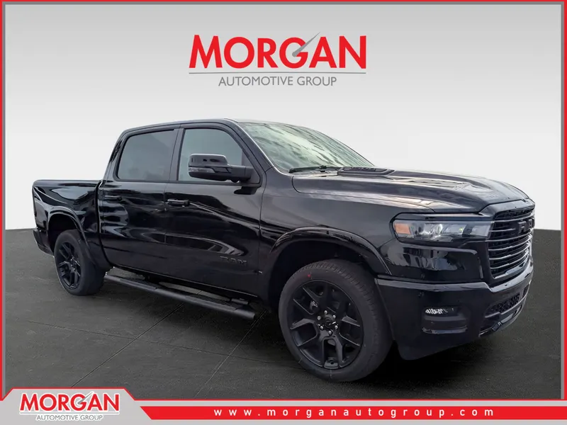2026 Ram 1500 Laramie in Black — front three-quarter view