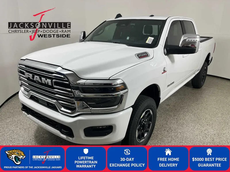 2026 RAM 2500 Laramie in Bright White Clear-Coat Exterior Paint — front three-quarter view
