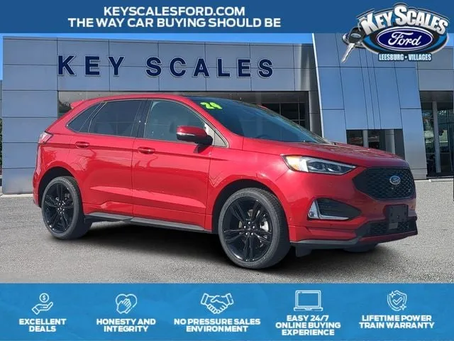 2024 Ford Edge ST in Red Metallic — front three-quarter view