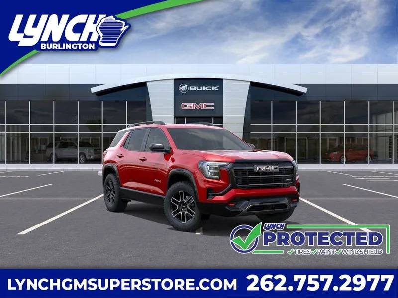 2026 GMC Terrain AT4 in Volcanic Red Tintcoat — front three-quarter view