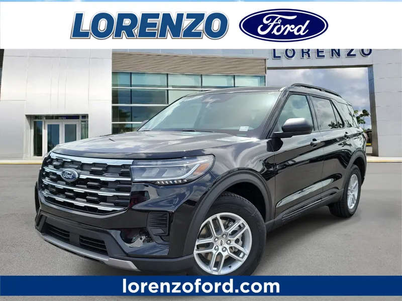 2026 Ford Explorer Active w/200A Pkg in Agate Black Metallic — front three-quarter view